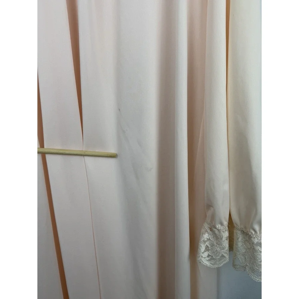 VTG Shadowline Nightgown Small Pastel Pink Peach Lace Robe Long Peignoir 70s 80s